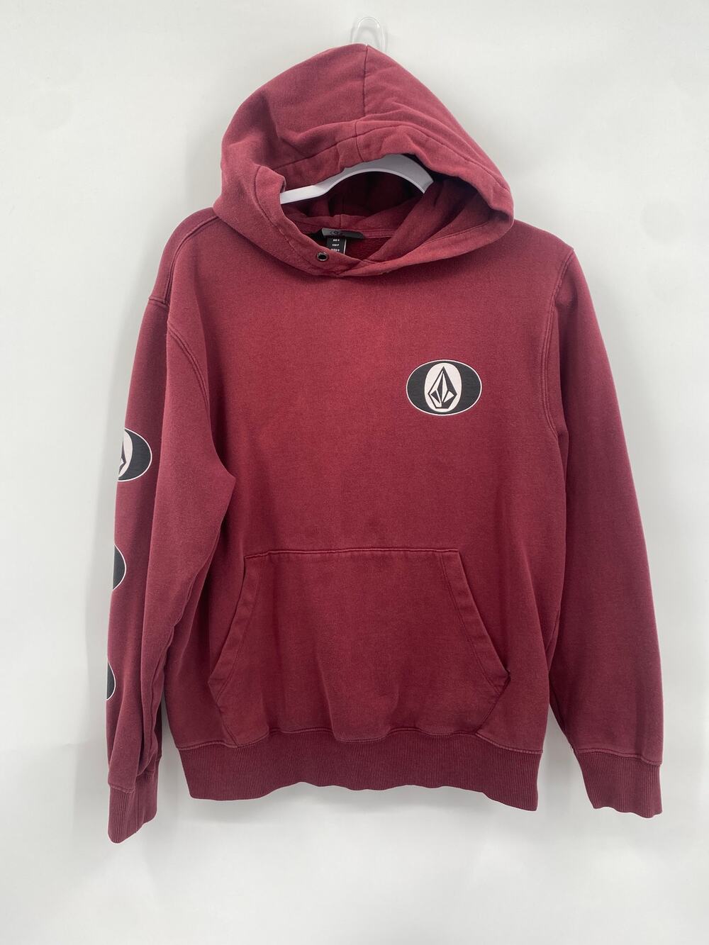 Volcom Burgundy Sweatshirt Pullover Hoodie Kangaroo Pocket Men's Small